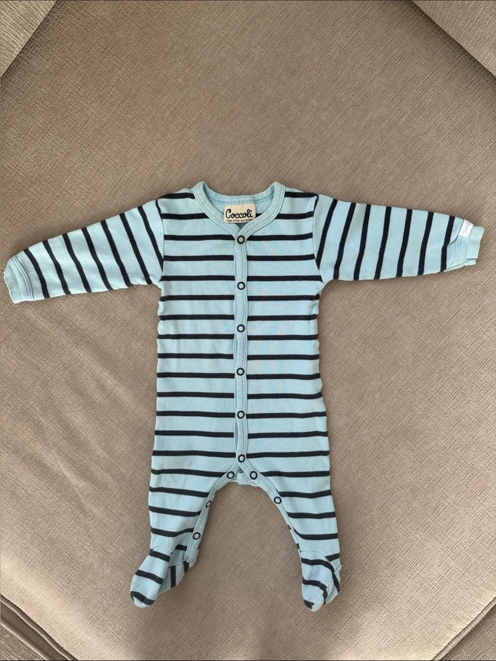 Coccoli Light Blue and Navy Striped Footed One-Piece